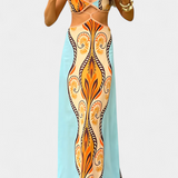 Vestido Sytella Cut-Out con Estampado Abstracto y Espalda Abierta
