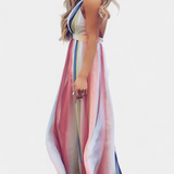 Vestido de Rayas Multicolor Gretchen con Escote en V