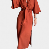 Vestido Casual Ainhoa con Nudo Frontal y Escote en V