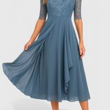Vestido Midi Abby con Bordado en Cuello Ilusorio