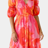 Vestido Maxi Essja con Mangas Abullonadas y Escote en V