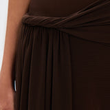 Vestido Maxi de Malla Draped Off-Shoulder Eranda