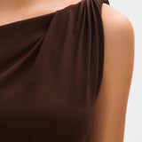Vestido Maxi de Malla Draped Off-Shoulder Eranda