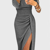 Vestido Maxi Off-Shoulder Alexa con Sutil Abertura
