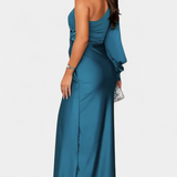 Vestido Asimétrico Drapado de Un Hombro Charlotte