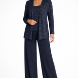 Miriam | Traje de Pantalón de Tres Piezas con Chaqueta de Encaje y Lentejuelas para Mujeres