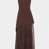 Vestido Maxi de Chiffon Celaena con Hombros Descubiertos y Abertura Lateral