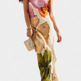 Vestido Almudena Elegante con Patchwork y Escote Asimétrico