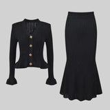 Conjunto de Vestido Midi de Punto Refinado Prudence con Top Abotonado