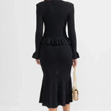 Conjunto de Vestido Midi de Punto Refinado Prudence con Top Abotonado