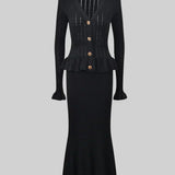 Conjunto de Vestido Midi de Punto Refinado Prudence con Top Abotonado