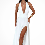 Kaelira | Vestido Maxi de Cuello Halter para Mujeres con Abertura Lateral