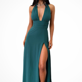 Kaelira | Vestido Maxi de Cuello Halter para Mujeres con Abertura Lateral