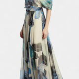Vestido Asimétrico de Un Hombro Sanaa con Estampado Floral Abstracto