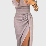 Vestido Maxi Off-Shoulder Alexa con Sutil Abertura