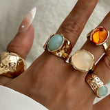 Conjunto de Anillos Abiertos con Rhinestones