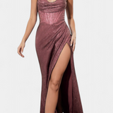 Vestido Armoni de Sirena con Cuerpo de Corsé y Tirantes Finos