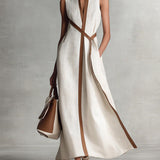 Vestido largo mujer lino sin mangas – vestido fluido elegante verano