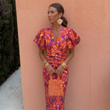 Vestido primavera mujer escote V con mangas abullonadas – estilo elegante femenino