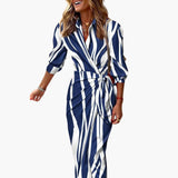 Vestido Camisa Midi para Mujeres con Cinturón y Frente Envoltura