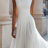 Vivienne | Vestido Midi de Invitada de Boda con Pliegues y Drapado para Mujeres