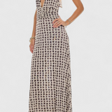 Vestido Maxi de Lunares Melody con Cuello Halter y Cintura Fruncida