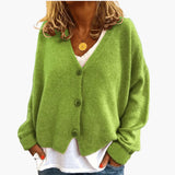 Cárdigan de punto para mujer con botones, escote en V y mangas largas