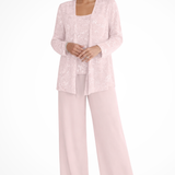 Miriam | Traje de Pantalón de Tres Piezas con Chaqueta de Encaje y Lentejuelas para Mujeres
