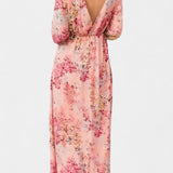 Vestido Maxi Floral Boho Amaliya con Mangas Largas y Cintura Definida