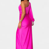 Vestido Asimétrico Drapado de Un Hombro Charlotte