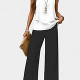 Conjunto Boho Elegante Martina con Top Sin Mangas y Pantalones Rectos Impresos
