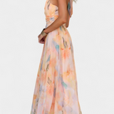 Vestido Alaia de Estampado Acuarela con Cuello Halter