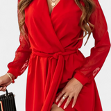 Vestido Mini Elegante Calandra con Escote Sofisticado y Silueta Agradante