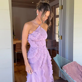 Imogen | Vestido de Maxi de Verano sin Mangas con Cuello Halter y Espalda Descubierta para Invitadas a Bodas