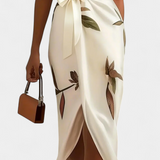 Vestido Dhalia Cruzado con Estampado de Hojas