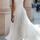 Vivienne | Vestido Midi de Invitada de Boda con Pliegues y Drapado para Mujeres