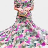 Vestido Largo Alondra con Estampado Floral de Fantasía y Escote en V