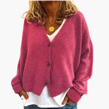 Cárdigan de punto para mujer con botones, escote en V y mangas largas