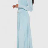 Vestido Fátima Ajustado con Pliegues y Detalles Metálicos