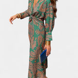 Vestido Maxi Elara con Escote en V y Nudo Frontal