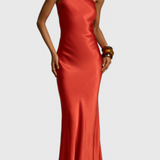 Vestido Lucra Maxi con Tirantes Diagonales y Espalda Descubierta