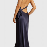 Vestido Lucra Maxi con Tirantes Diagonales y Espalda Descubierta