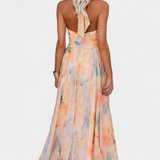 Vestido Alaia de Estampado Acuarela con Cuello Halter