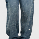 Jeans Cargo Dariya con Brillo y Aplicaciones de Piedras Preciosas