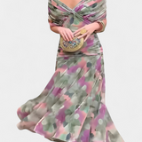 Vestido Largo Alondra con Estampado Floral de Fantasía y Escote en V