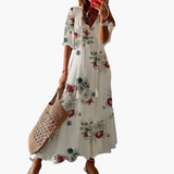 Vestido Maxi para Mujeres con Detalle de Borlas y Mangas Cortas
