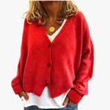 Cárdigan de punto para mujer con botones, escote en V y mangas largas