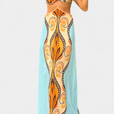 Vestido Sytella Cut-Out con Estampado Abstracto y Espalda Abierta