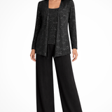 Miriam | Traje de Pantalón de Tres Piezas con Chaqueta de Encaje y Lentejuelas para Mujeres