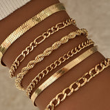 Conjunto de 6 Pulseras de Cadena Cubana